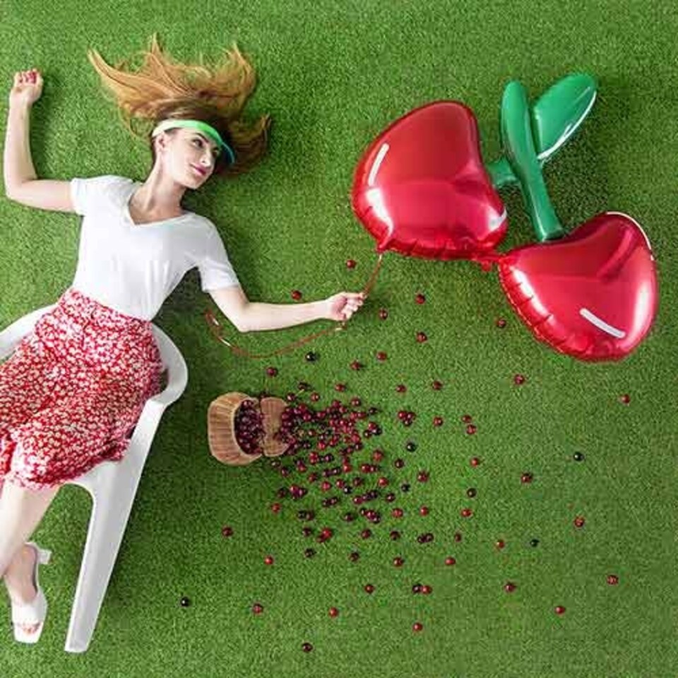 image 1 of Glossy Cherries Giant Helium Foil Balloon 88cm / 35 in