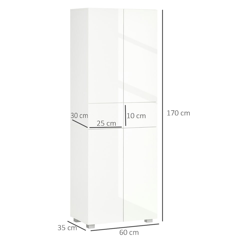 image 1 of HOMCOM Kitchen Cupboard Storage Cabinet Push Open Doors and Drawers, White