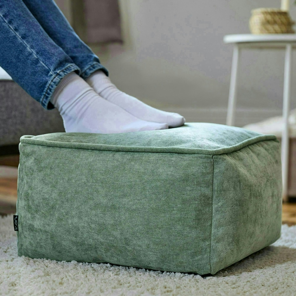 image 1 of icon Amara Chenille Bean Bag Pouffe Sage Green Green