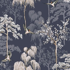 Arthouse Japanese Garden Wallpaper - Navy - One Size Blue