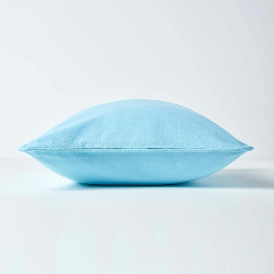 image 1 of Homescapes Cotton Plain Blue Cushion Cover - 60 x 60 cm | Blue | Blue | 60 x 60 cm