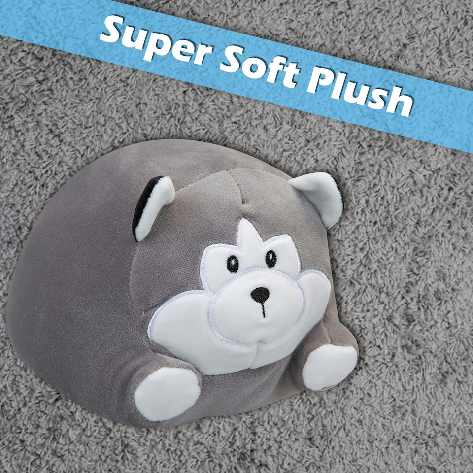 image 1 of Dog Soft Toy Cute Plushie Huggable Cuddly Stuffed Toy 20cm Grey