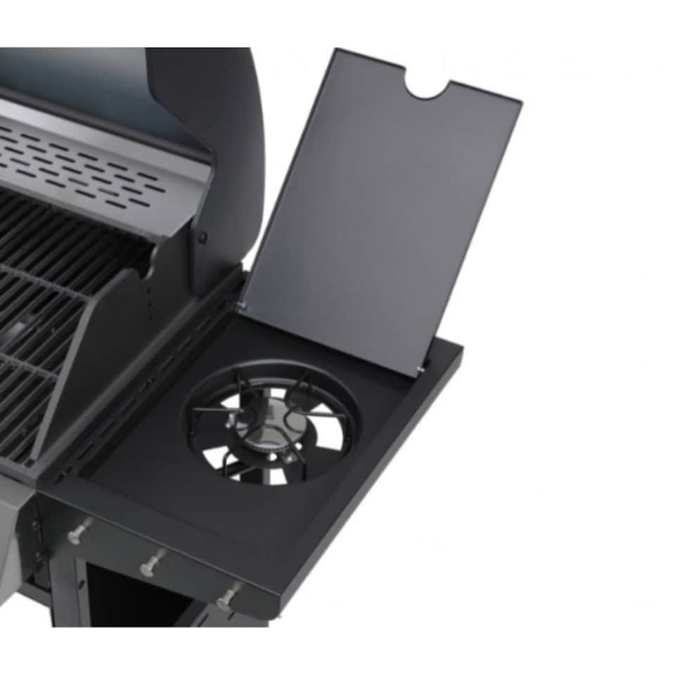 image 1 of 4 + 1 Burner Gas BBQ with Built-in Side Burner, Thermometer & Folding Shelves
