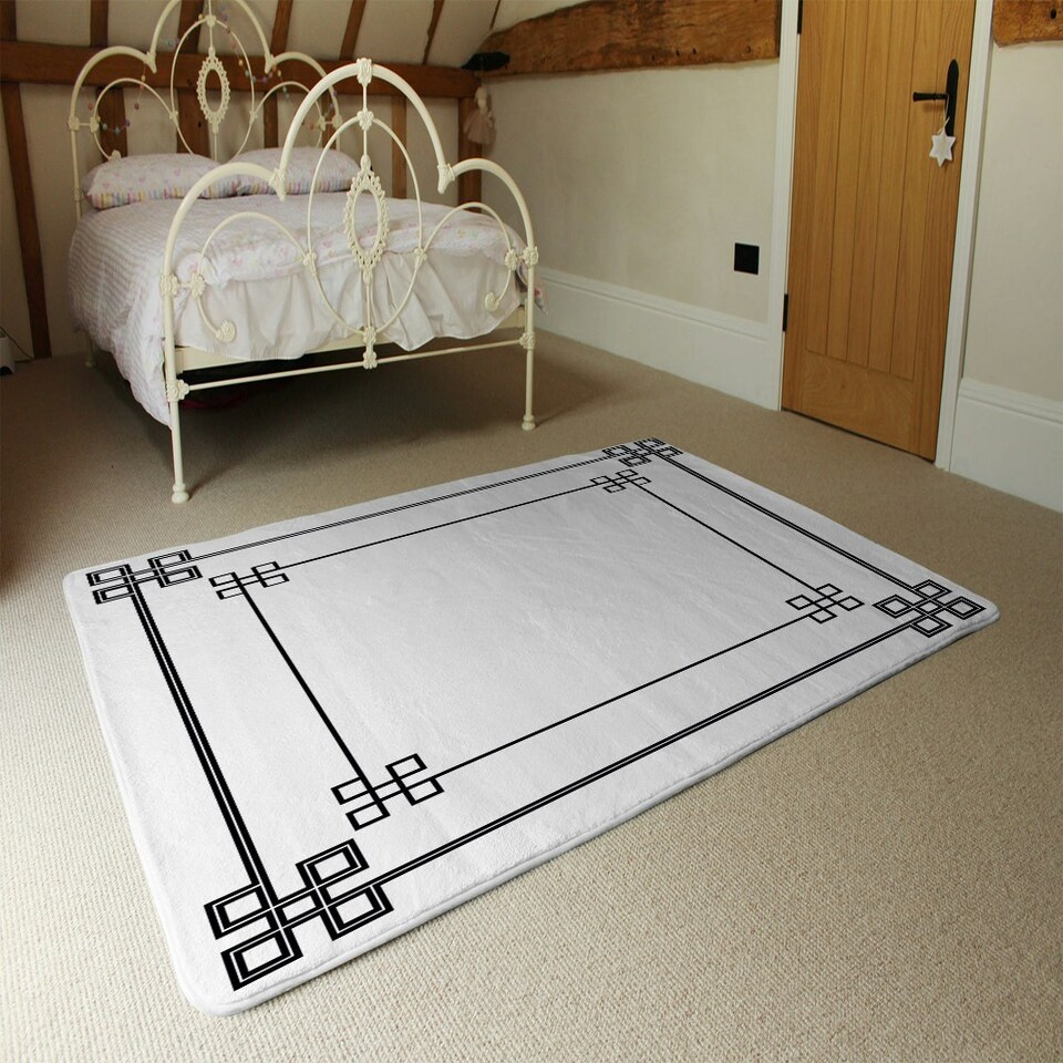 image 1 of Roman Style Ornamental Frame (Rug) White | Medium: 80x150cm