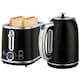 image 2 of HOMCOM Kettle and Toaster Set with LED Screen, 1.7L 3000W Retro Rapid Boil Jug Kettle with Keep Warm Memory Function, 2 Slice Toaster with 6 Browning Controls, Crumb Tray, Black | Black