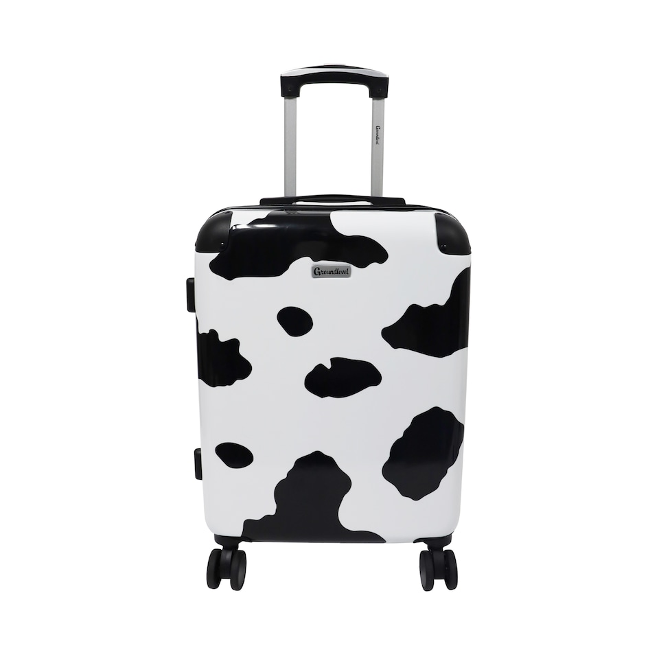 image 1 of Groundlevel Animal Print Hard Shell Cabin Suitcase Carry On Spinner Travel Luggage | Multi | Cow | One Size
