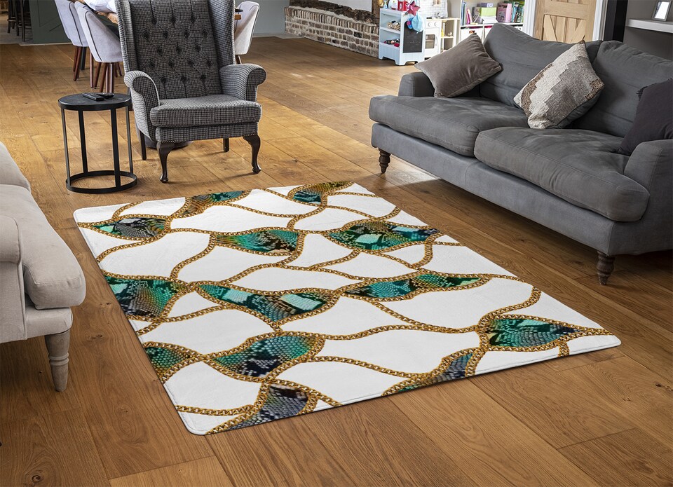 image 1 of Chains & Snake Skin Rug | Multi