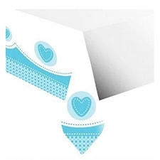 Creative Party Plastic Christening Party Table Cover - Blue/White - One Size