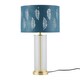 image 1 of Aura - Satin Brass Table Lamp with Teal Fern Cut Out Silver Shade