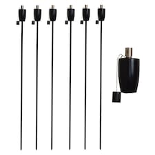 Harbour Housewares Metal Garden Torches - Barrel - Black - Pack of 6
