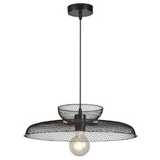 First Choice Lighting Cassidy Two Tier Black Mesh Ceiling Pendant Light Black