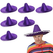 Orange Mexican Sombrero – Fancy Dress Hat with Pom-Pom Trim Purple | 6