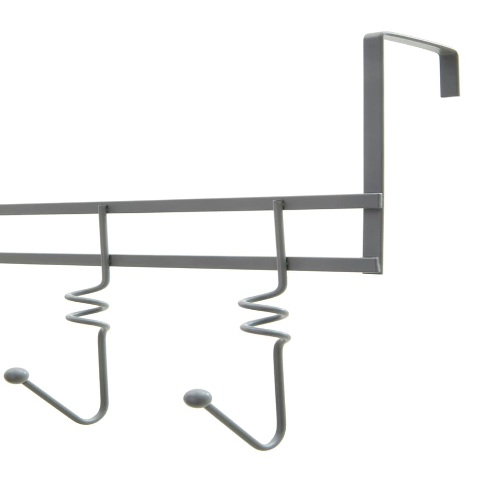 image 1 of Jaxen Matt Grey Over Door 5 Hook Swirl Hanger