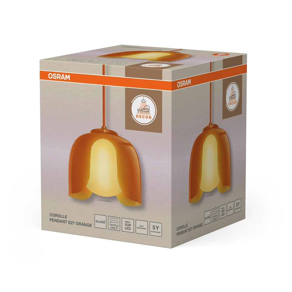 image 1 of Osram Decor Corolle Pendant Ceiling Light E27 Orange Orange