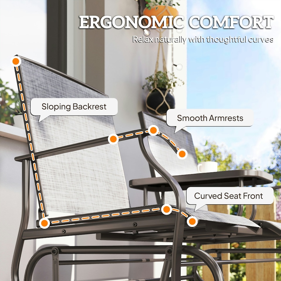 image 1 of Outsunny 2 Seater Rocker Double Rocking Chair Lounger Outdoor Garden Furniture