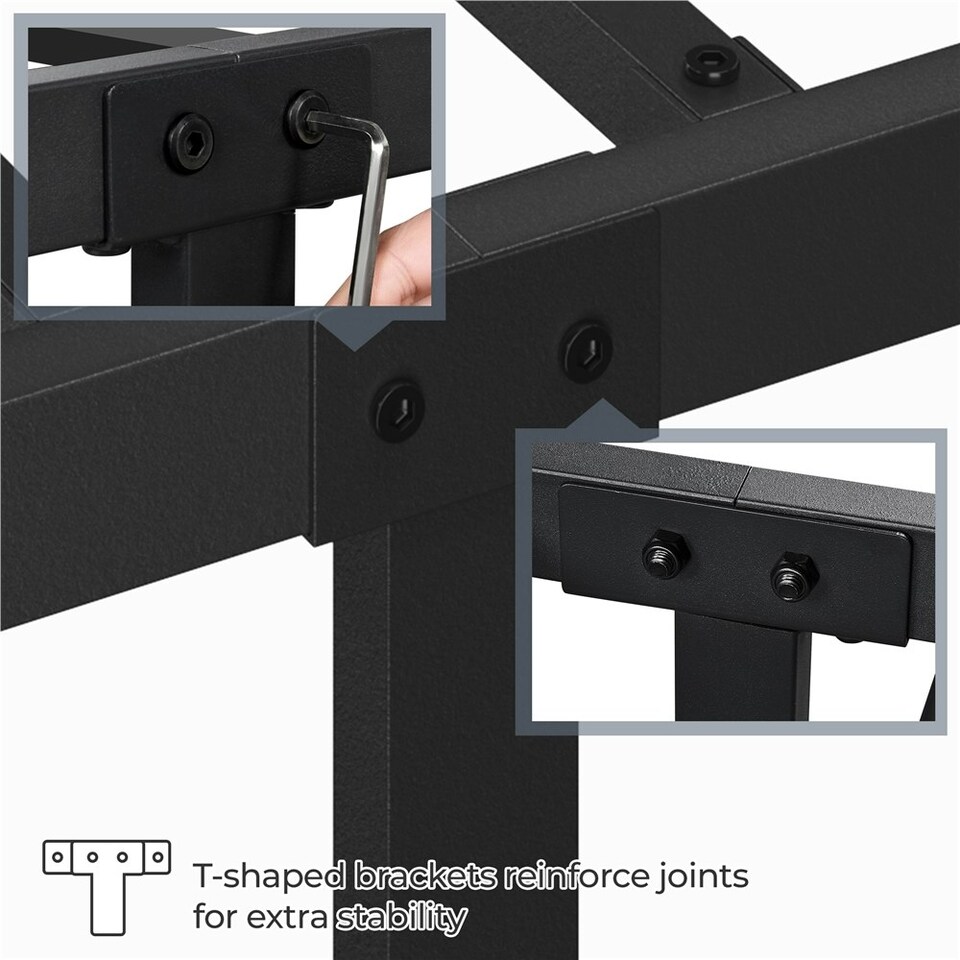 image 1 of Yaheetech 5ft King Vintage Iron Platform Bed with High Headboard Black