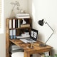 image 8 of HOMCOM 120cm Computer Desk Bookshelf Writing Table 6 Shelves Brown | Brown | Rustic Brown Wood-Effect | 120L x 55D x 120Hcm