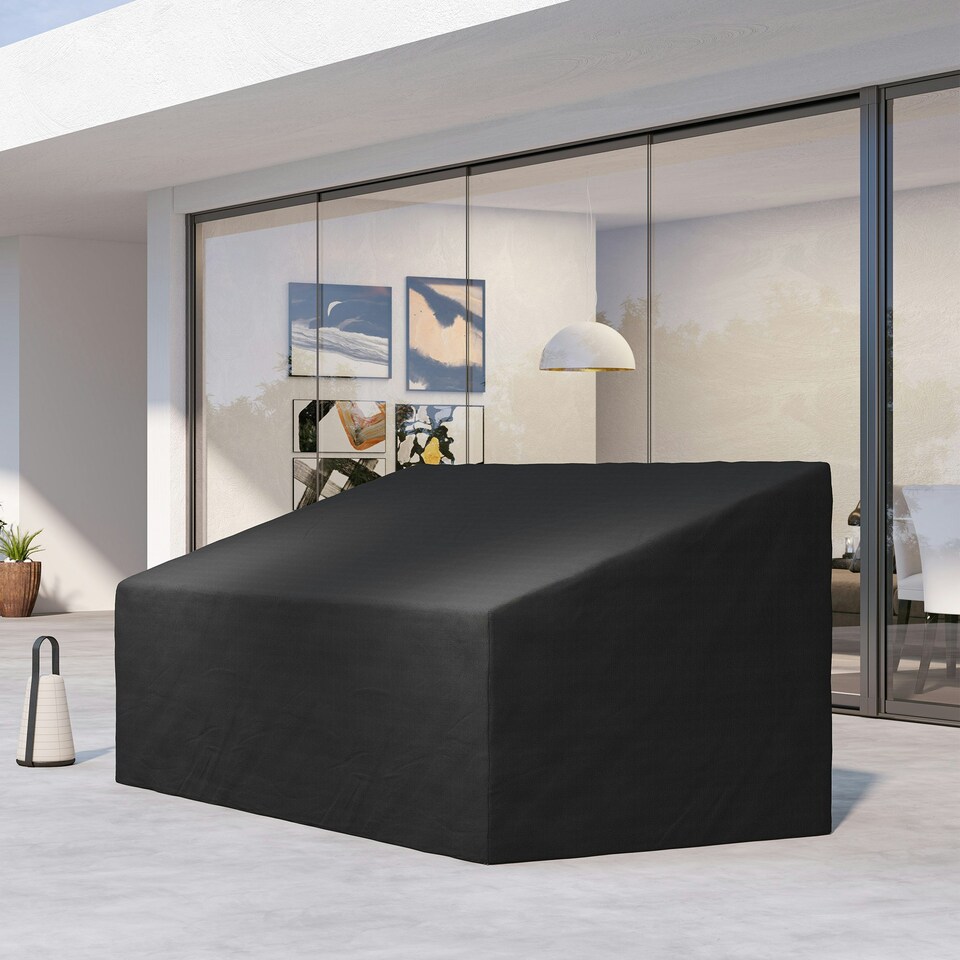image 1 of Outsunny 3 Seater Rain Cover Garden Sofa Chair Bench Protector 218x111x101cm Black | Black