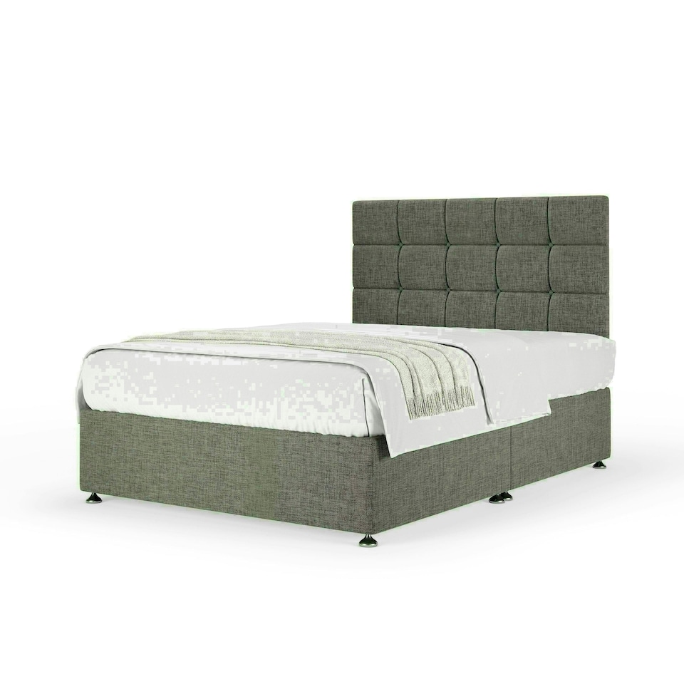 Slate Linen No Drawer Divan Base and Pearl Headboard Single