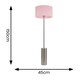 image 3 of ValueLights Lexy Blush Pink Fabric Drum Shade with Brushed Chrome Dimmable Floor Lamp with LED Bulb Pink