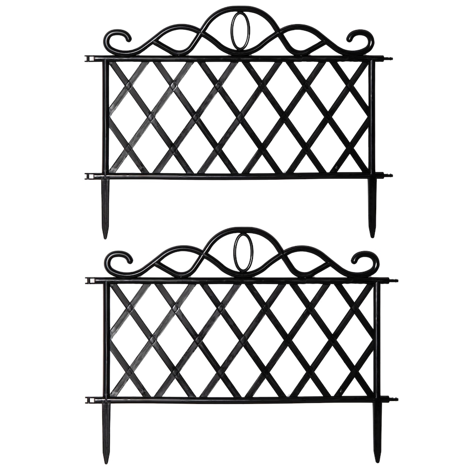 image 1 of Pack of 12 27cm Black Plastic Garden Patio Lawn Border Fence Edging