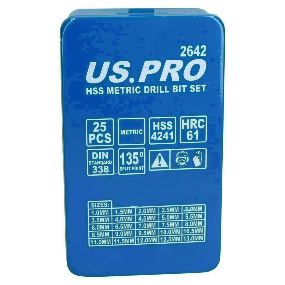 image 1 of HSS Metric MM Drill Bit Set For Metal Wood Steel 1mm - 13mm 25pc Set