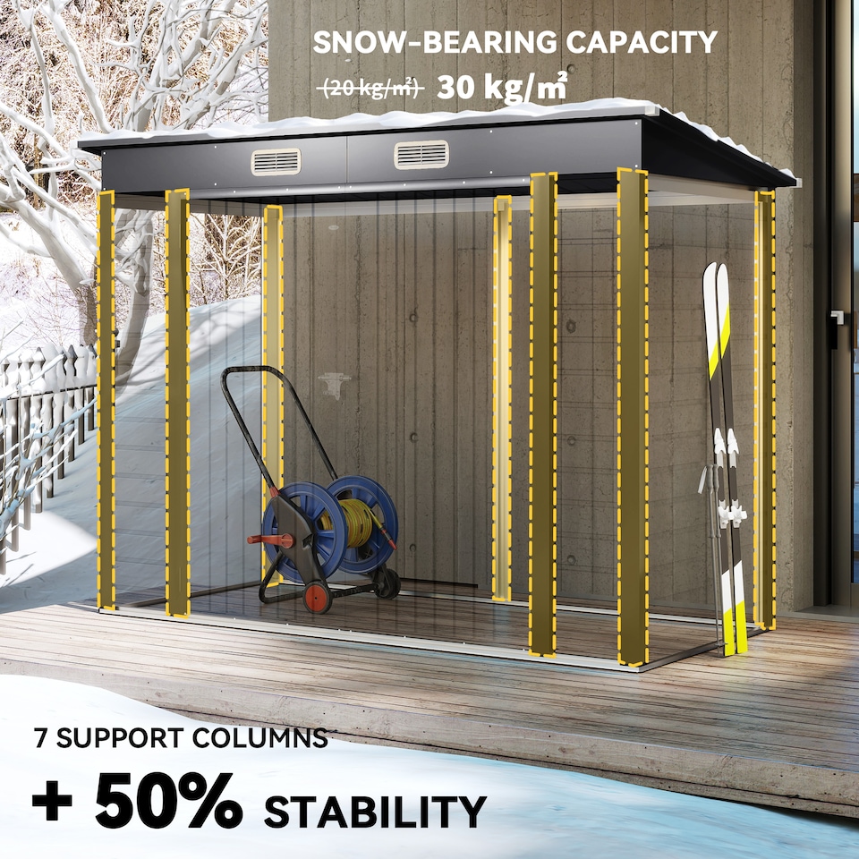 image 1 of Outsunny 8 x 4FT Metal Garden Storage Shed with Double Doors, Grey | Grey