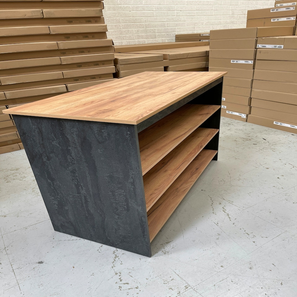 image 1 of Furneo Kitchen Island 02 Graphite Stone and Oak effect N/A