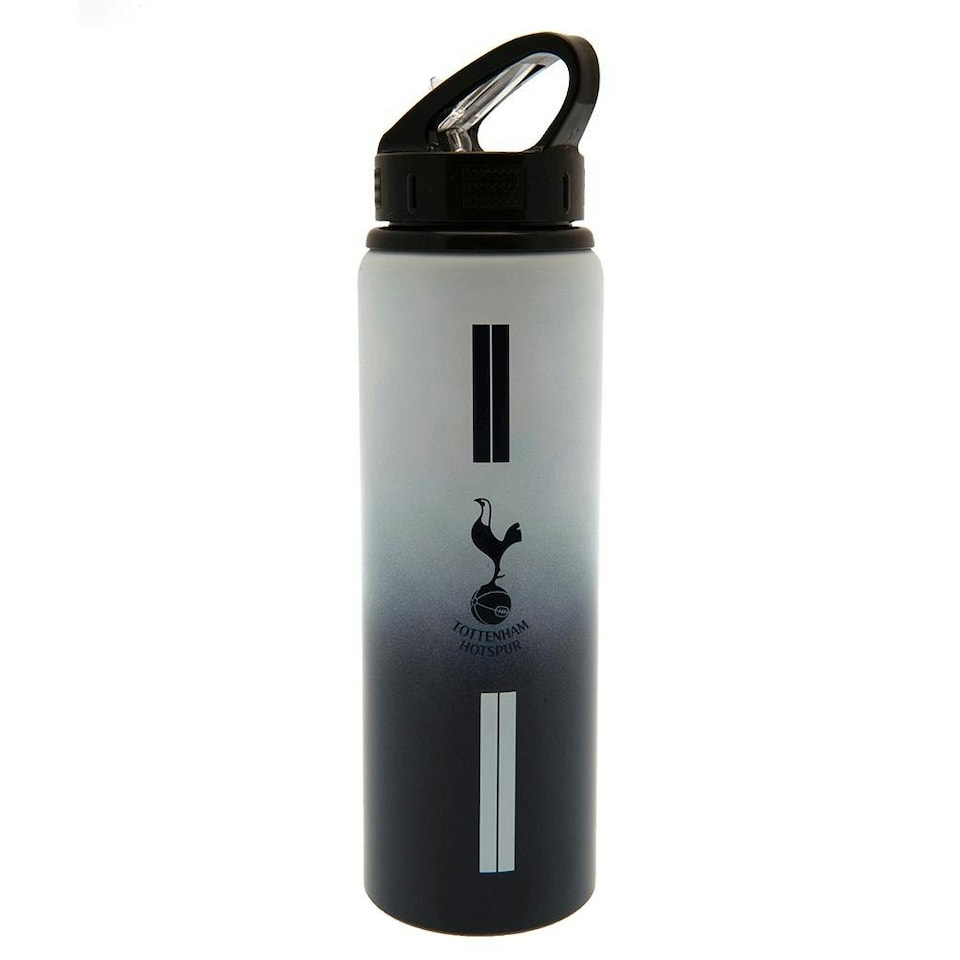 Tottenham Hotspur FC Stripe Aluminium Water Bottle - Black/White - One Size