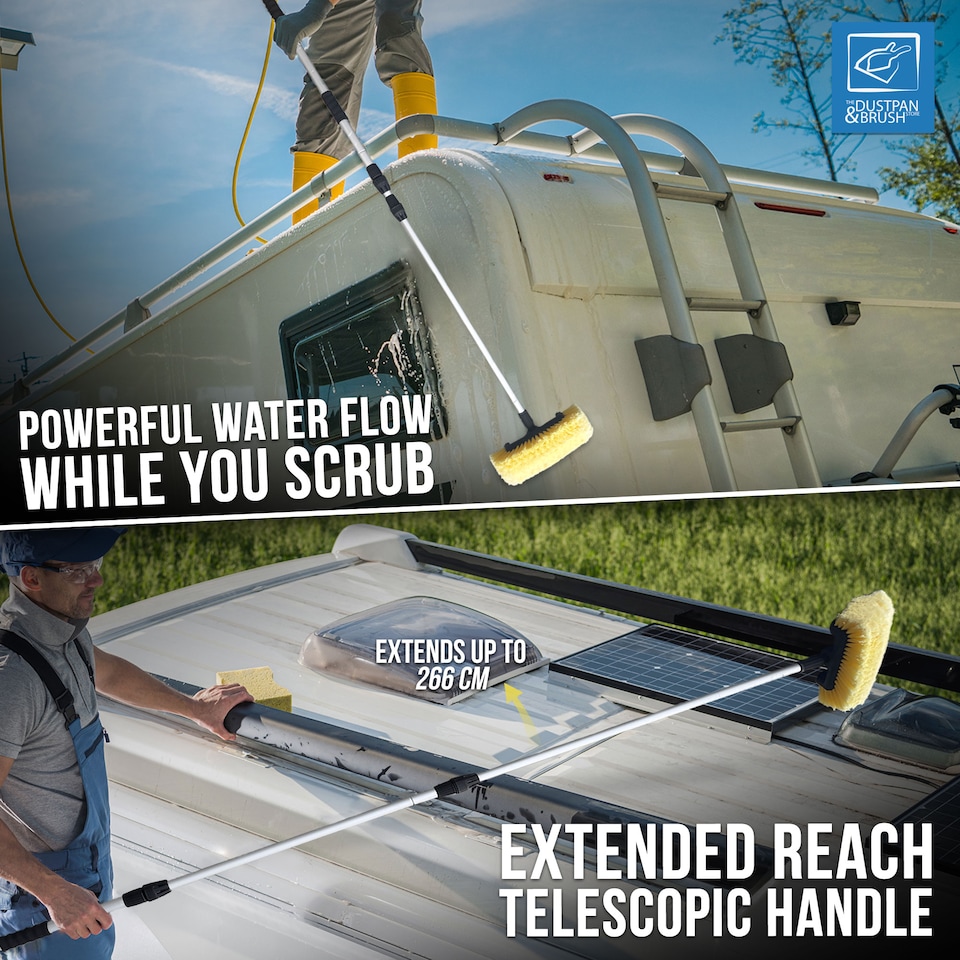 image 1 of Extra Long Telescopic Water Fed Car Wash Brush 2.66m Extendable Vehicle & Window Scrubber