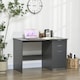 image 1 of HOMCOM Computer Desk with Drawers, High Gloss Home Office Desk with Storage Cabinet, Study Workstation, 120 x 60cm, Grey
