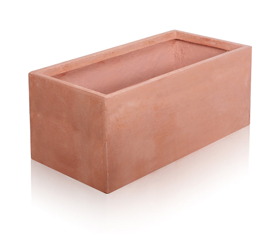 image 1 of Primrose Terracotta Style Fibrecotta Rectangular Trough Planters 60cm Set of 2