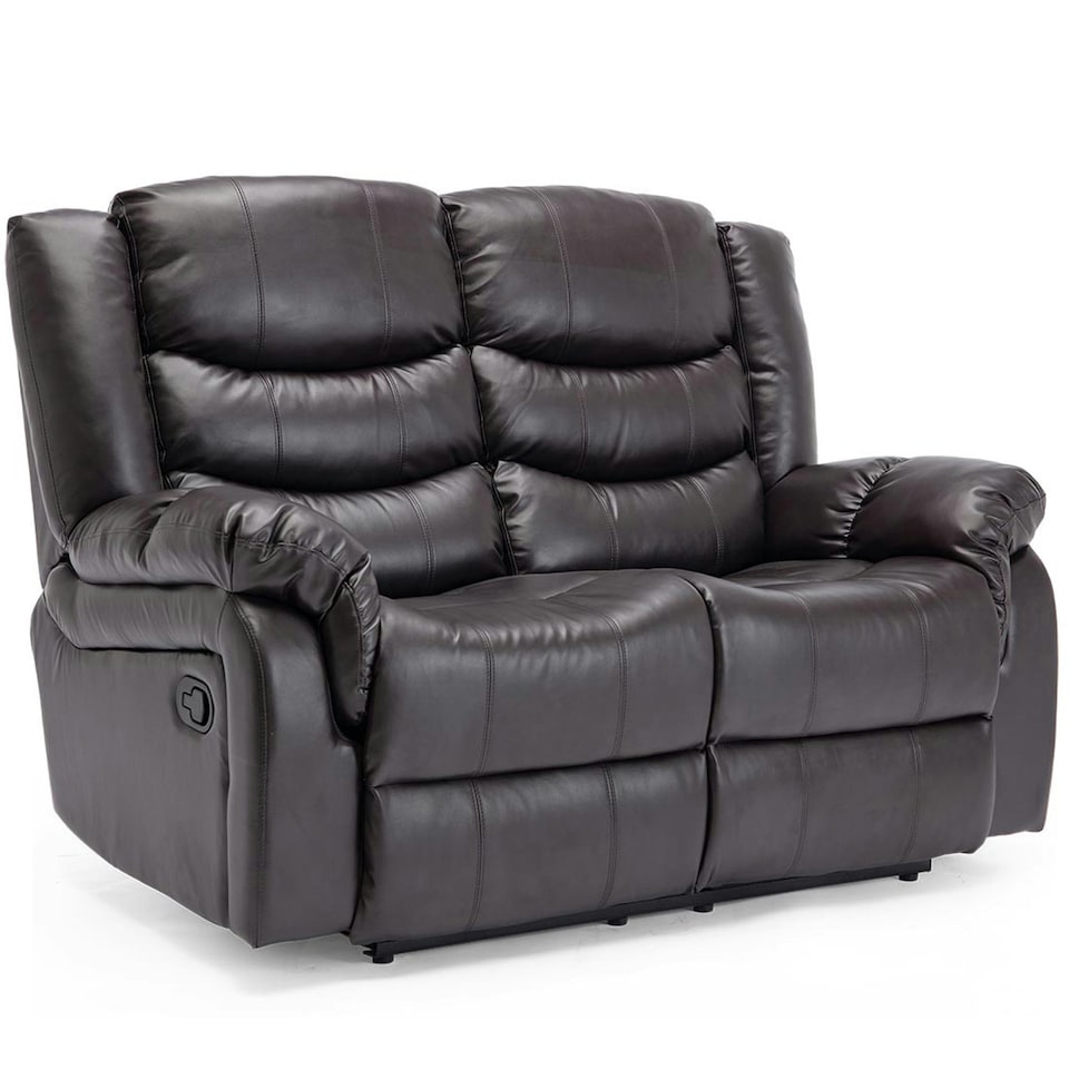 image 1 of Seattle 2 Seater Manual High Back Bonded Leather Recliner Sofa (Brown)