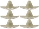 image 3 of Natural Mexican Sombrero with Pom Pom Edging | Cream | 6