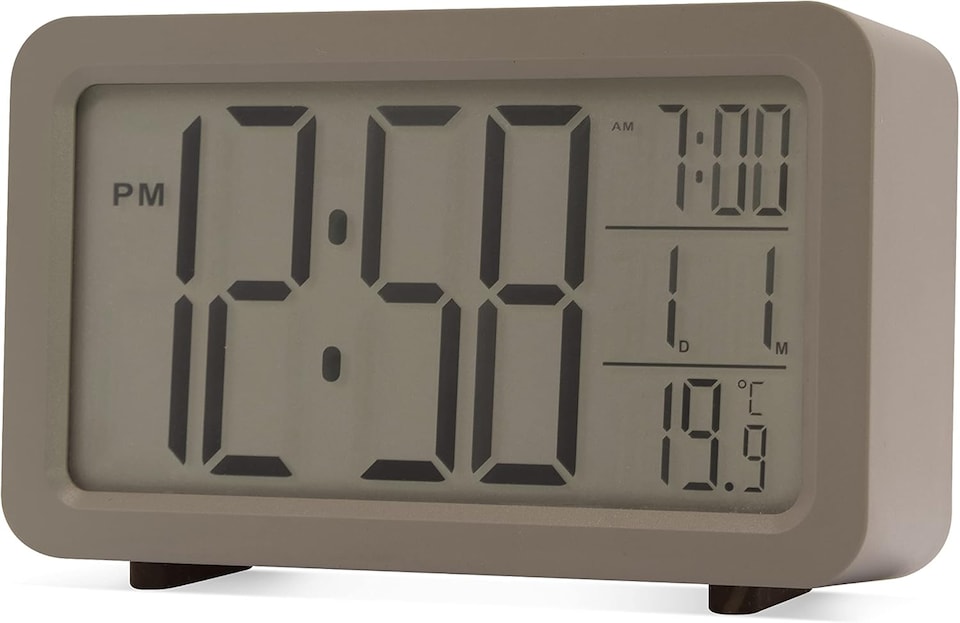 image 1 of Acctim Harley Superbrite Modern Digital Alarm Clock | Grey | Pigeon Grey