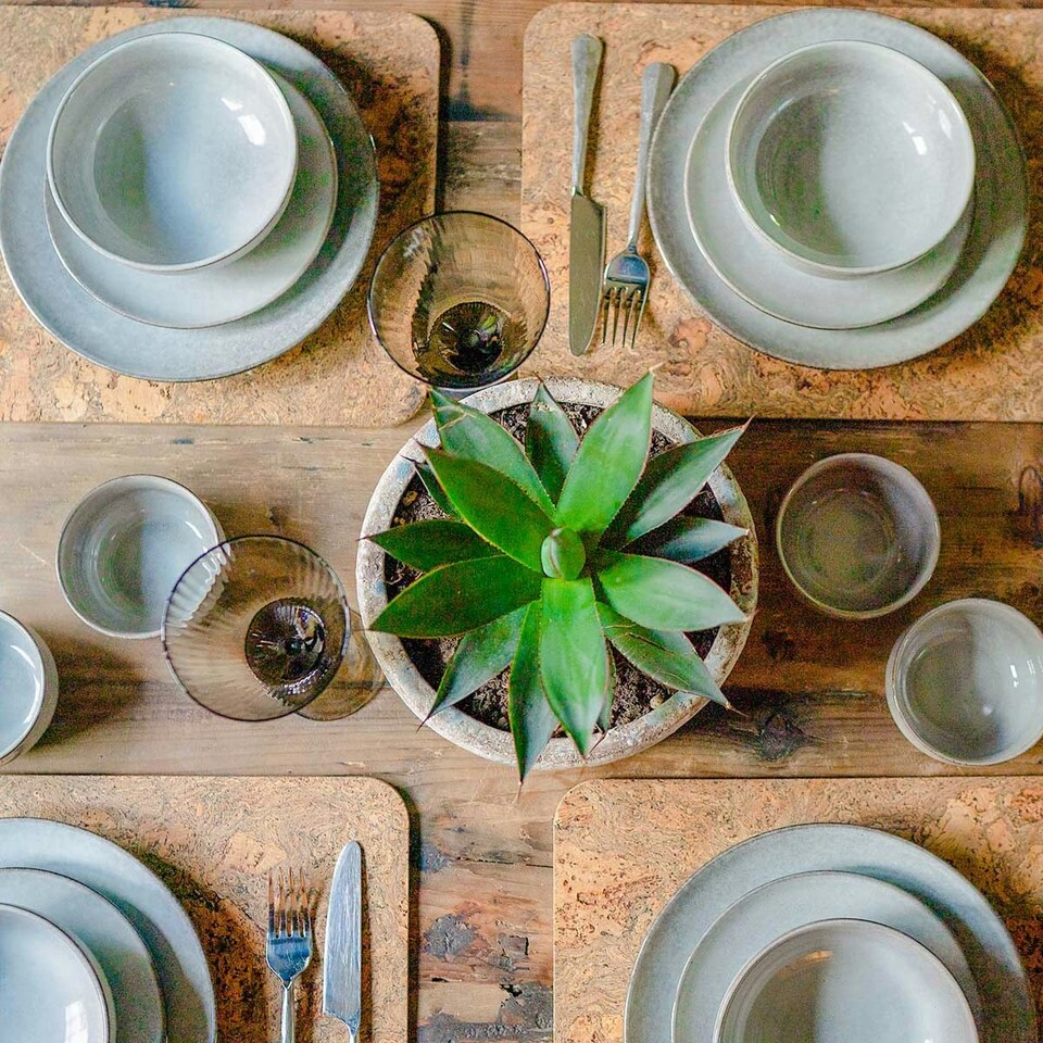 image 1 of Cooks Professional Nordic Stoneware 20cm Pasta Bowls | Set of 4 | Reactive Glaze | Grey