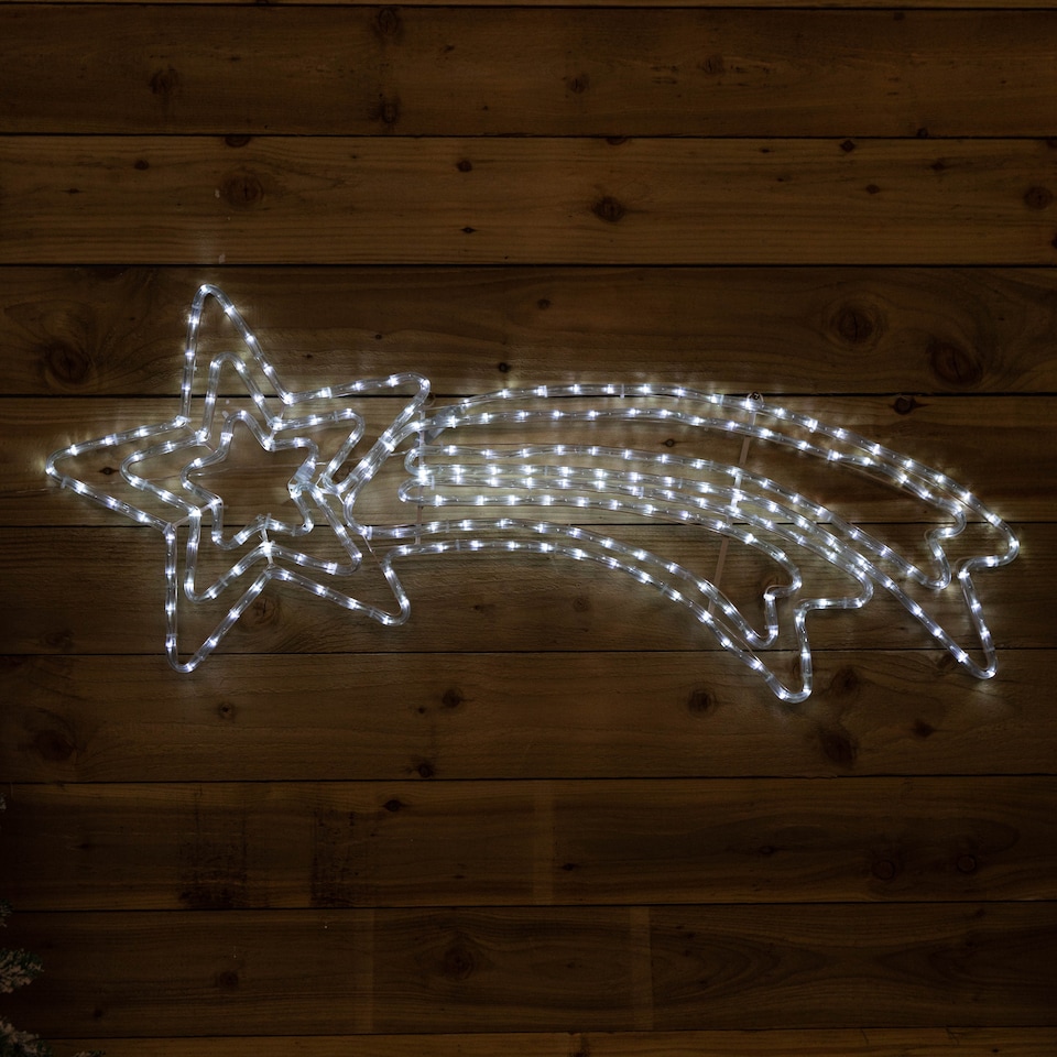 image 1 of 118cm x 46cm Light up Hanging Christmas Star Rope Light with White LEDs