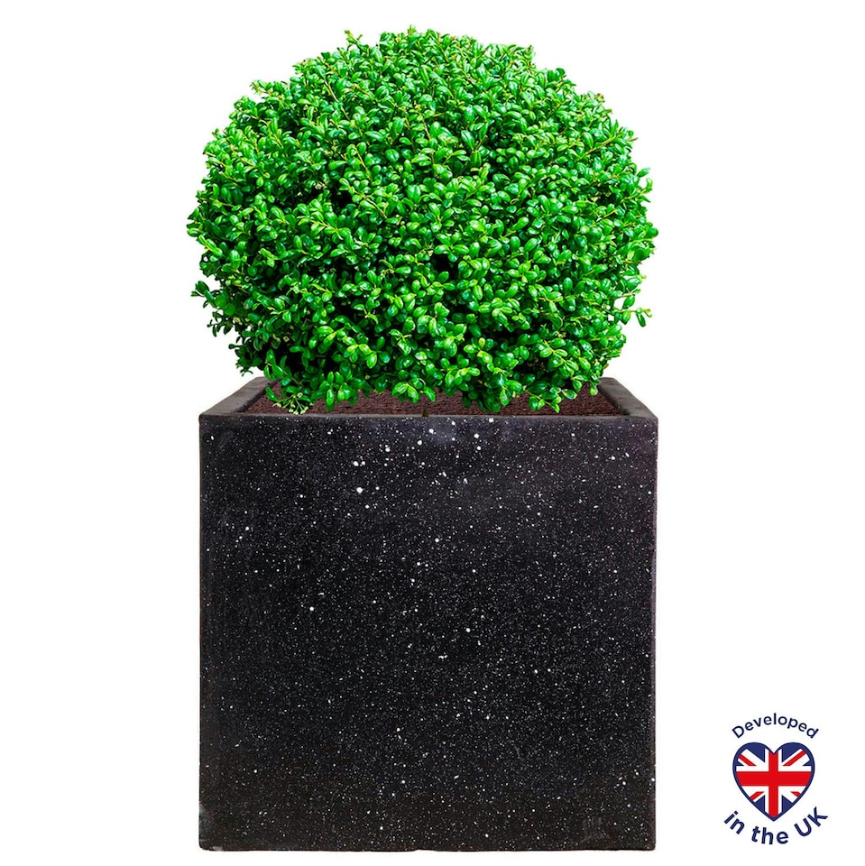 image 1 of Square Box Black Terazzo Light Concrete Garden Planter H40 L40 W40 cm, 66 ltrs Cap.