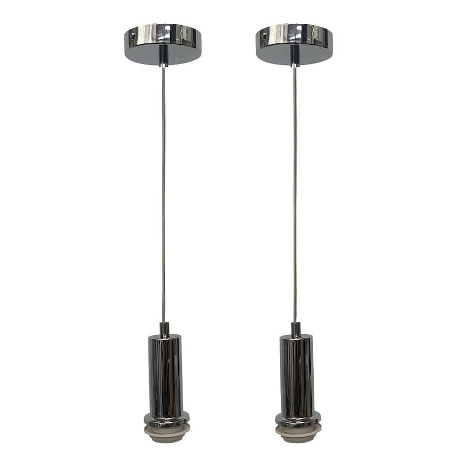 image 1 of Set of 2 Celine - Chrome Ceiling Flex Suspension Kits for Shades