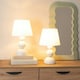 image 1 of ValueLights Winnie Pair of Cream Fabric Shade Stacked Touch Table Lamps | Cream