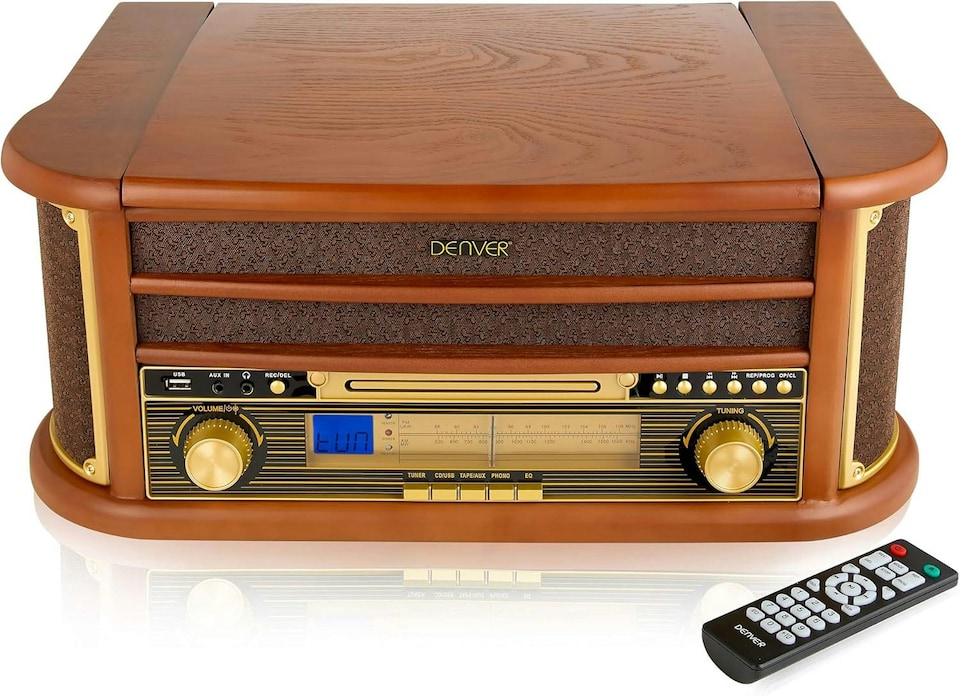 image 1 of Denver MCR-50BT Vintage Retro Bluetooth Music Centre with CD, Cassette, and USB HiFi System
