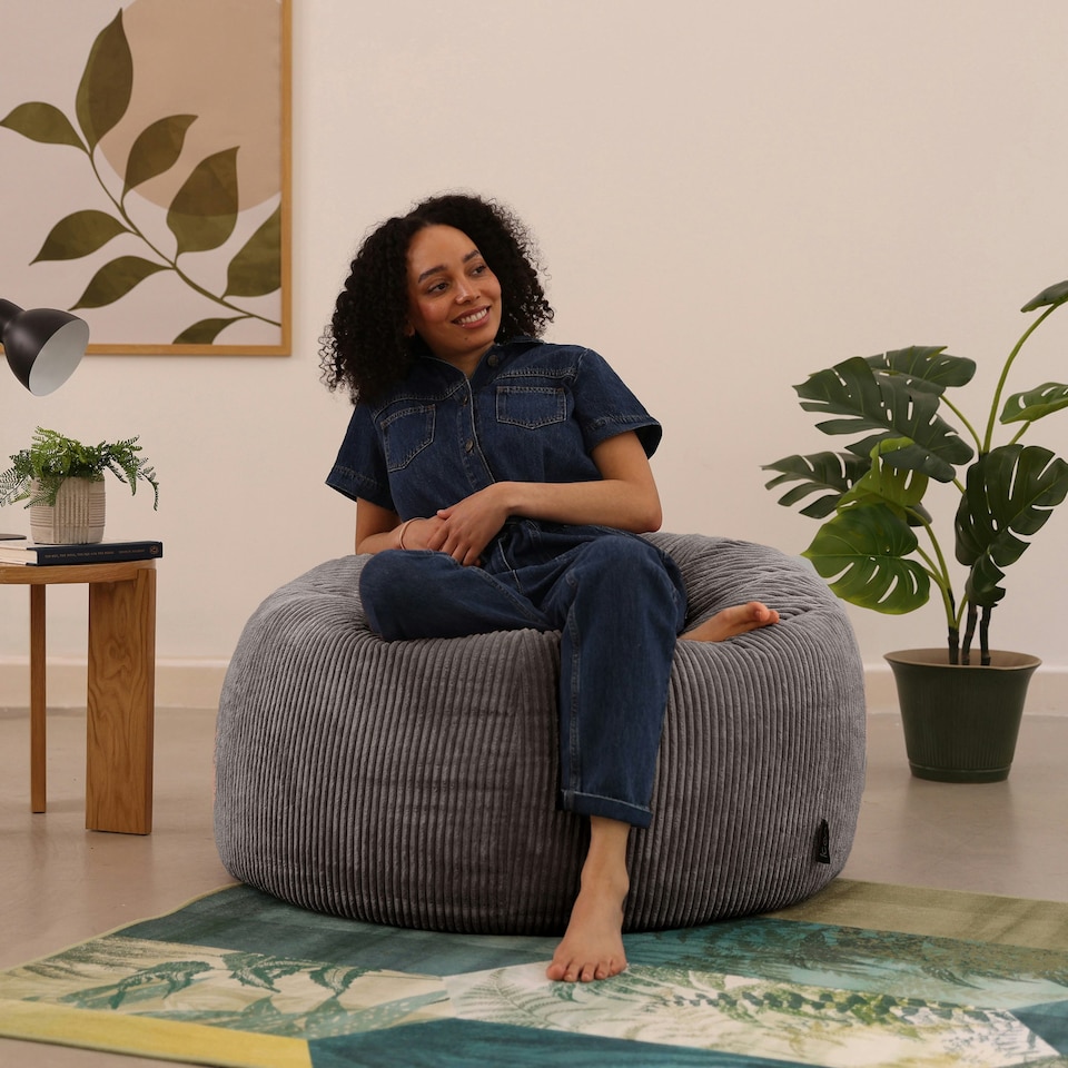 image 1 of icon Kingston Beanbag Corduroy Charcoal Grey
