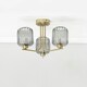 image 3 of ValueLights Amelie Gold 3 Way Ceiling Light with Smoked Ribbed Glass Shades