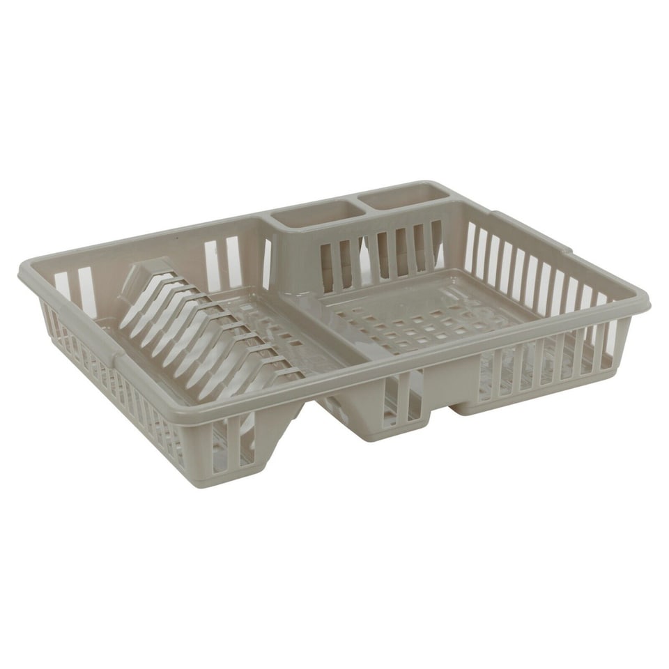 image 1 of Large Plastic Dish Drainer with Cutlery Rack Kitchen | Grey | 1