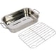 image 2 of Stainless Steel Deep Baking Pan / Lasagne Pan, Roasting Tray, with removeable Rack 25cm