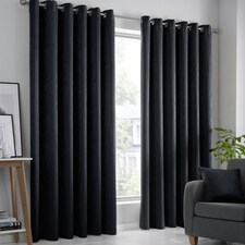 Fusion Strata Eyelet Curtains Black