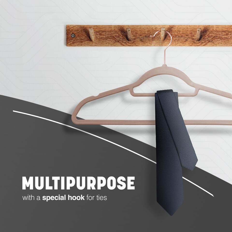 image 1 of Keplin Velvet Non-Slip Clothes Hangers with Tie Bar and Swivel Hook, 20 Pack