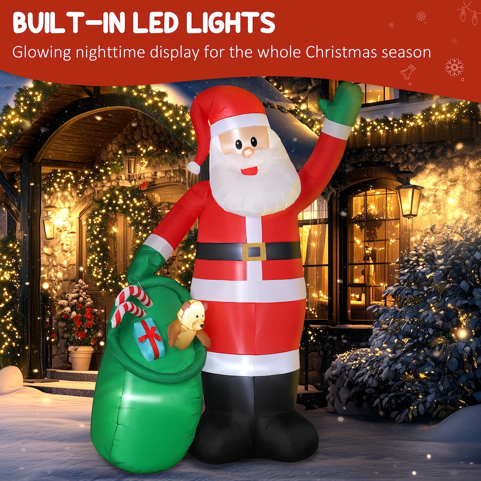 image 1 of Outsunny 9ft Giant Christmas Blow Up Decoration with Built-in LED Lights | Red