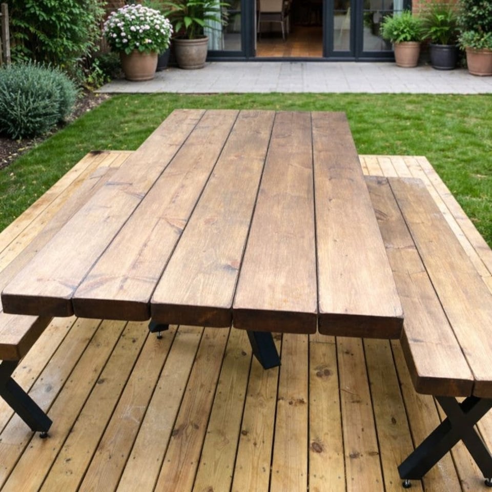 image 1 of Chunky Handmade Outdoor Table - Jacobean