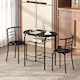 image 2 of HOMCOM Breakfast Bar Table and Stools Set, Dining Room Set with Shelf, Black | Black | Black